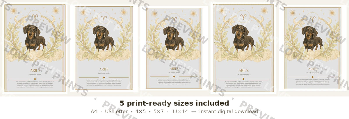 Aries Dachshund — Dog Zodiac Print | Instant Download