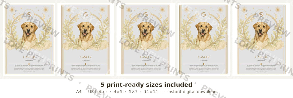Cancer Labrador — Dog Zodiac Print | Instant Download