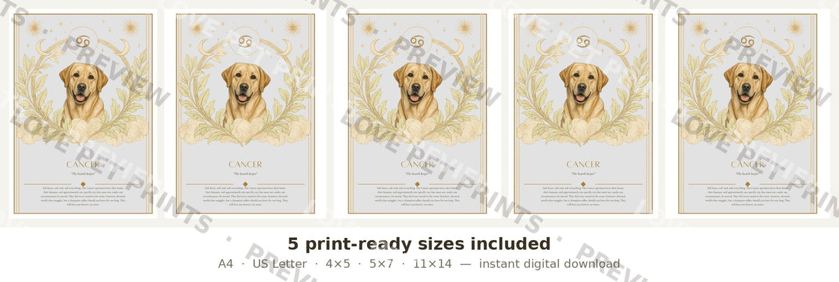 Cancer Labrador — Dog Zodiac Print | Instant Download