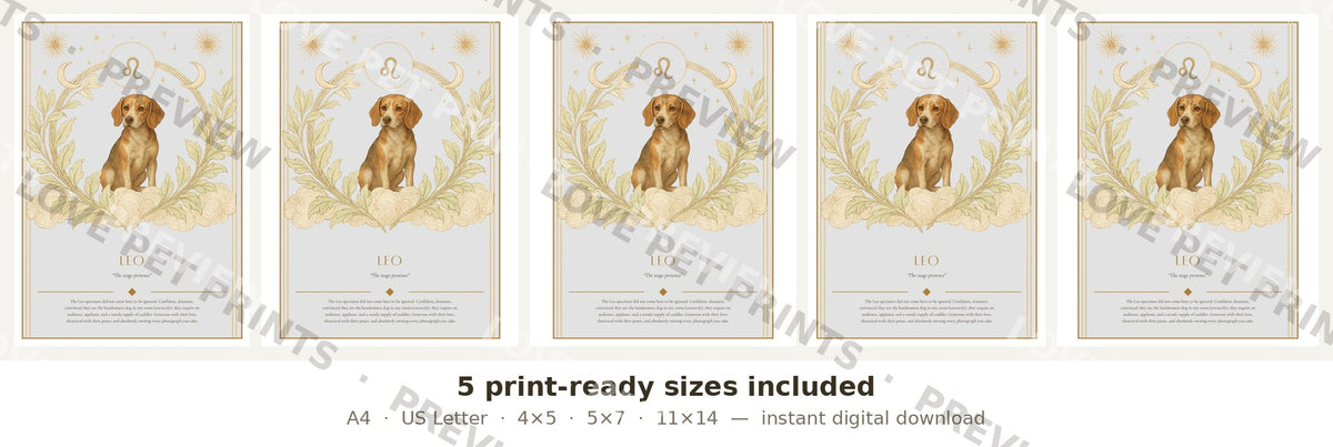 Leo Beagle — Dog Zodiac Print | Instant Download