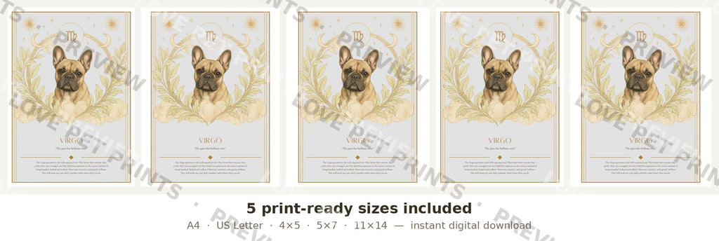 Virgo French Bulldog — Dog Zodiac Print | Instant Download