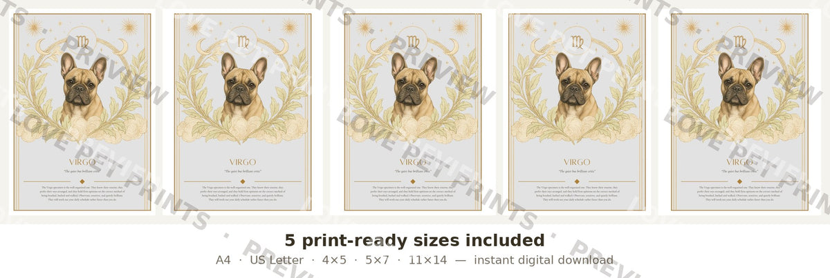 Virgo French Bulldog — Dog Zodiac Print | Instant Download