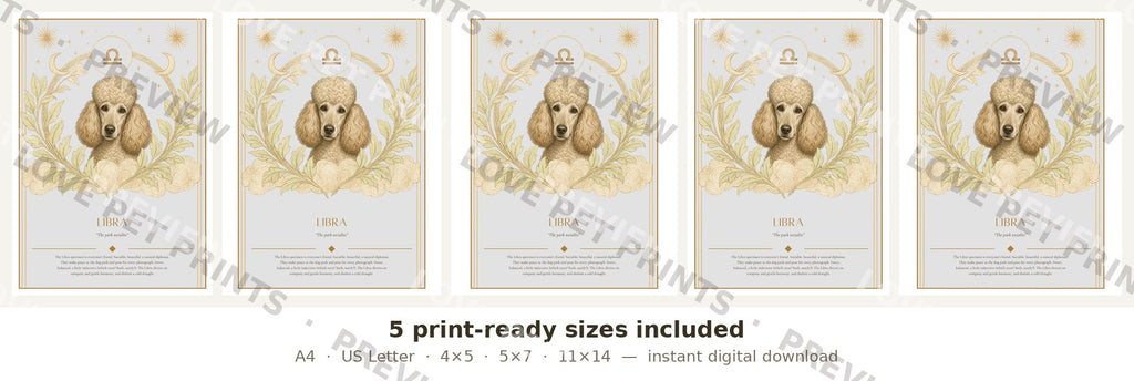 Libra Poodle — Dog Zodiac Print | Instant Download
