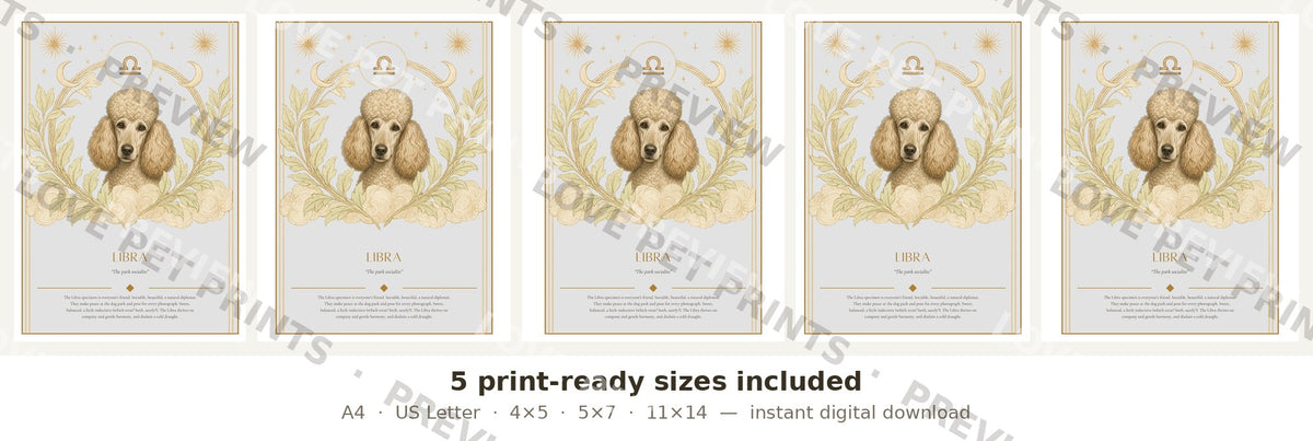 Libra Poodle — Dog Zodiac Print | Instant Download