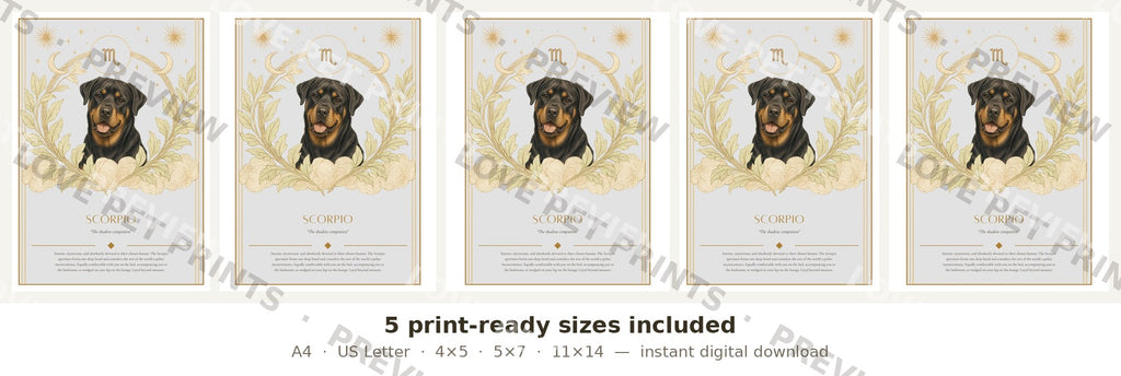 Scorpio Rottweiler — Dog Zodiac Print | Instant Download