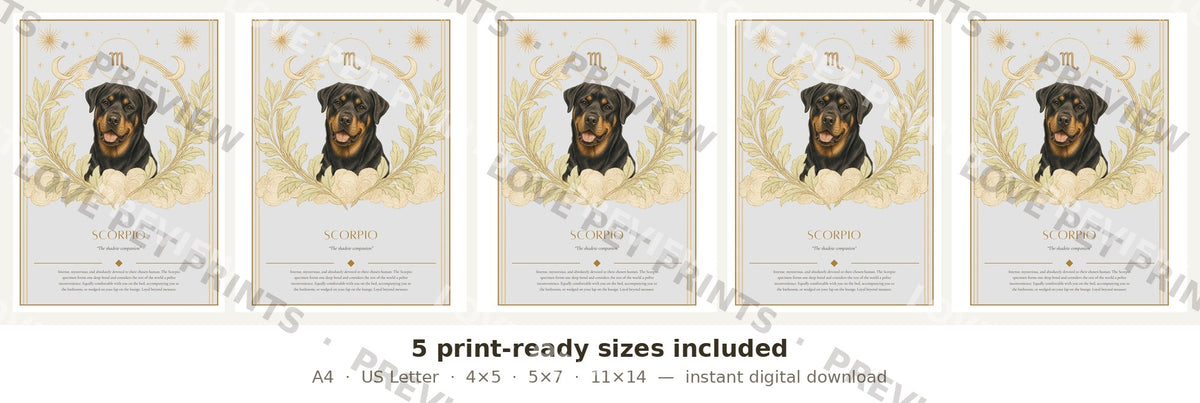 Scorpio Rottweiler — Dog Zodiac Print | Instant Download
