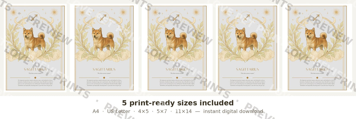 Sagittarius Shiba Inu — Dog Zodiac Print | Instant Download
