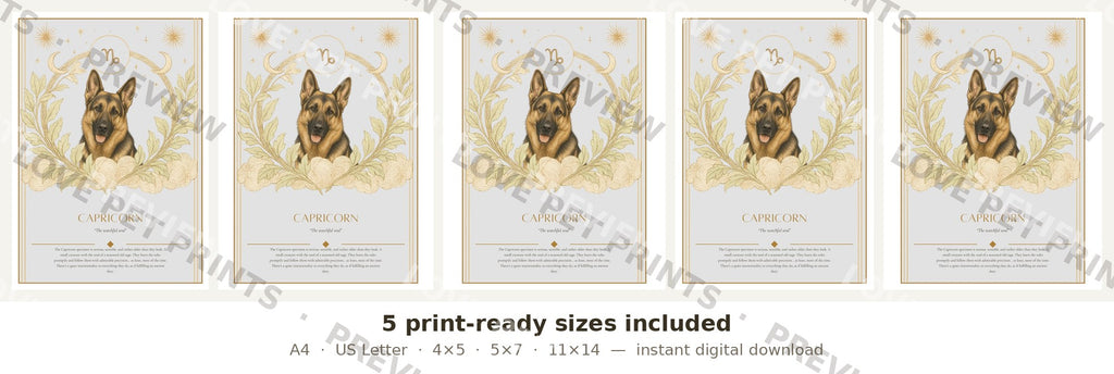 Capricorn German Shepherd — Dog Zodiac Print | Instant Download