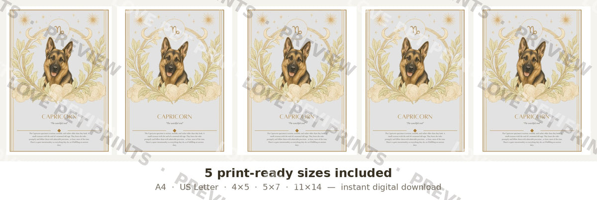 Capricorn German Shepherd — Dog Zodiac Print | Instant Download