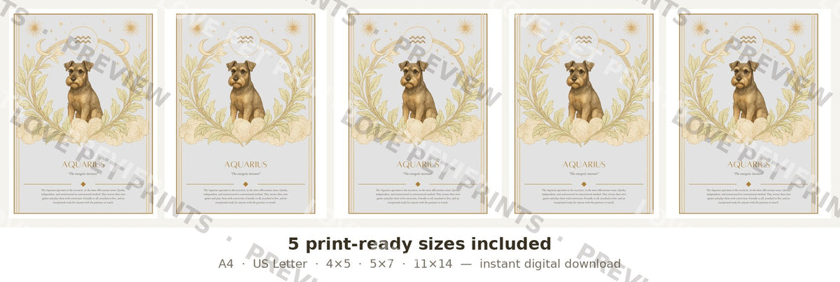Aquarius Miniature Schnauzer — Dog Zodiac Print | Instant Download