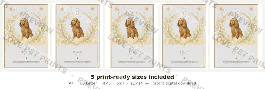 Pisces Cocker Spaniel — Dog Zodiac Print | Instant Download