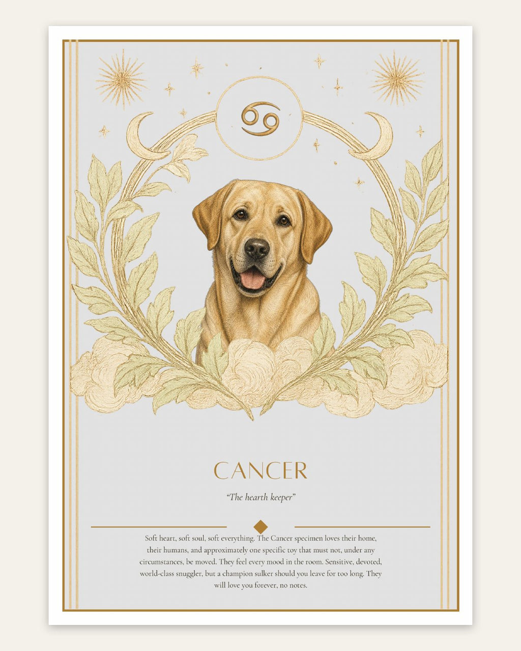 Cancer Labrador — Dog Zodiac Print | Instant Download