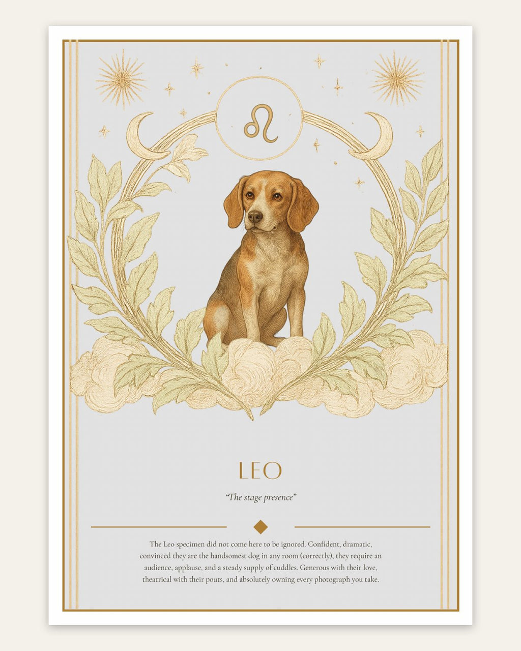 Leo Beagle — Dog Zodiac Print | Instant Download