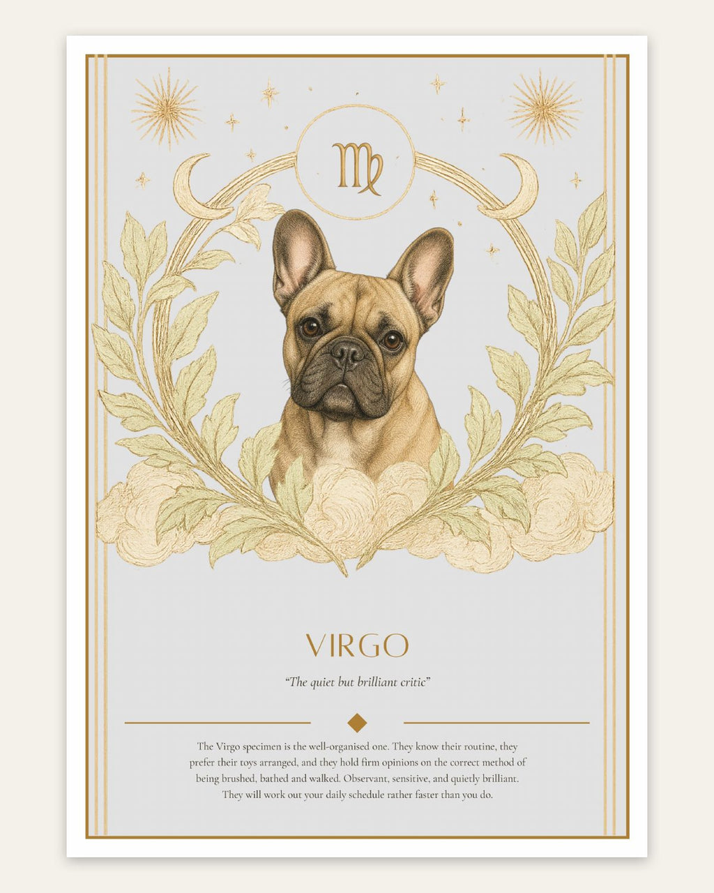 Virgo French Bulldog — Dog Zodiac Print | Instant Download