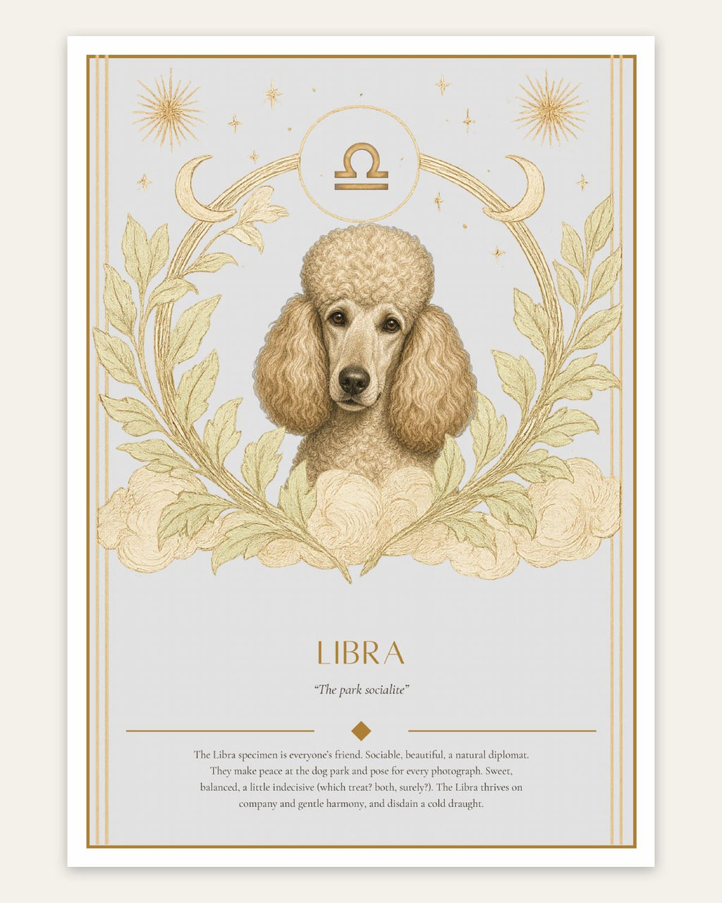 Libra Poodle — Dog Zodiac Print | Instant Download