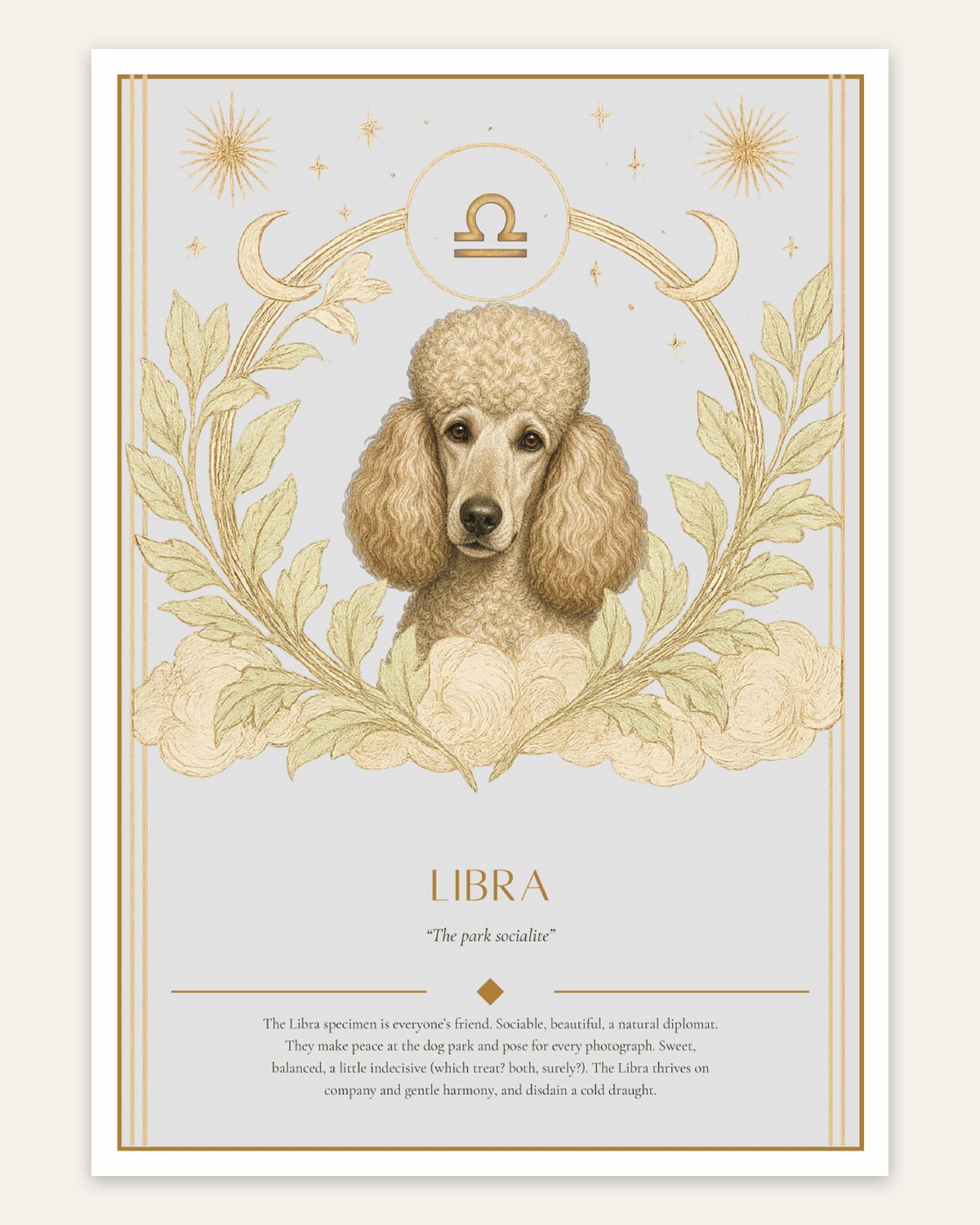 Libra Poodle — Dog Zodiac Print | Instant Download