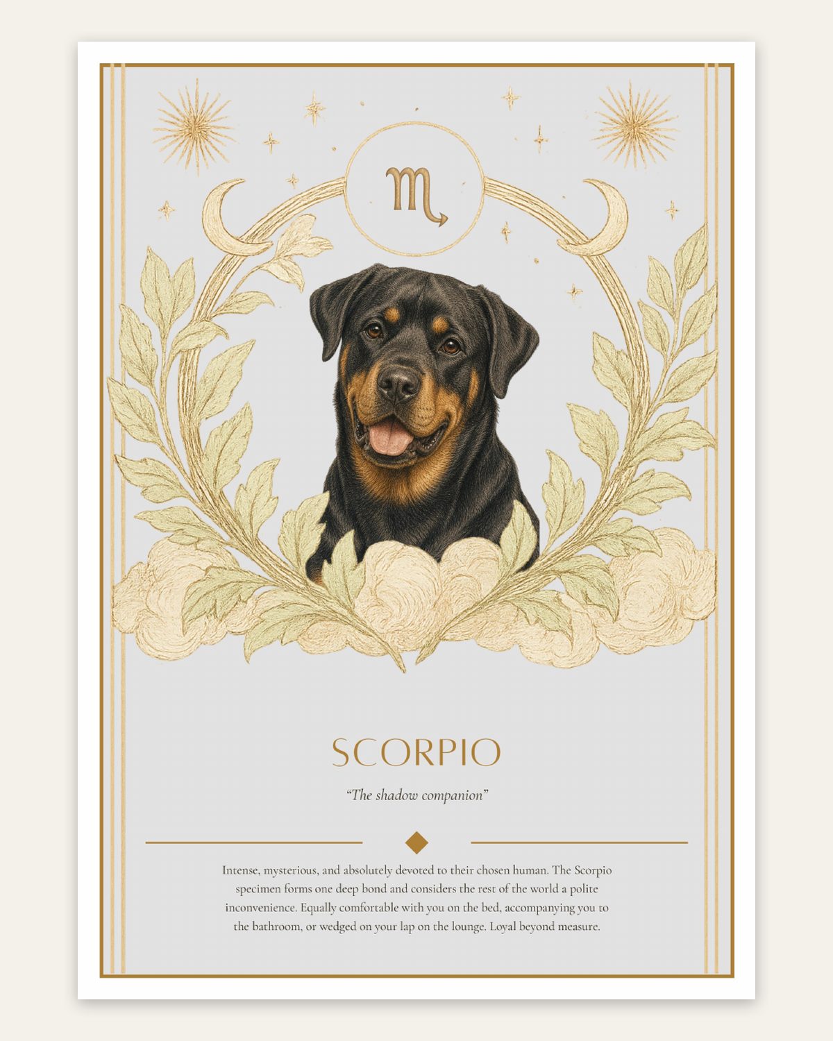 Scorpio Rottweiler — Dog Zodiac Print | Instant Download