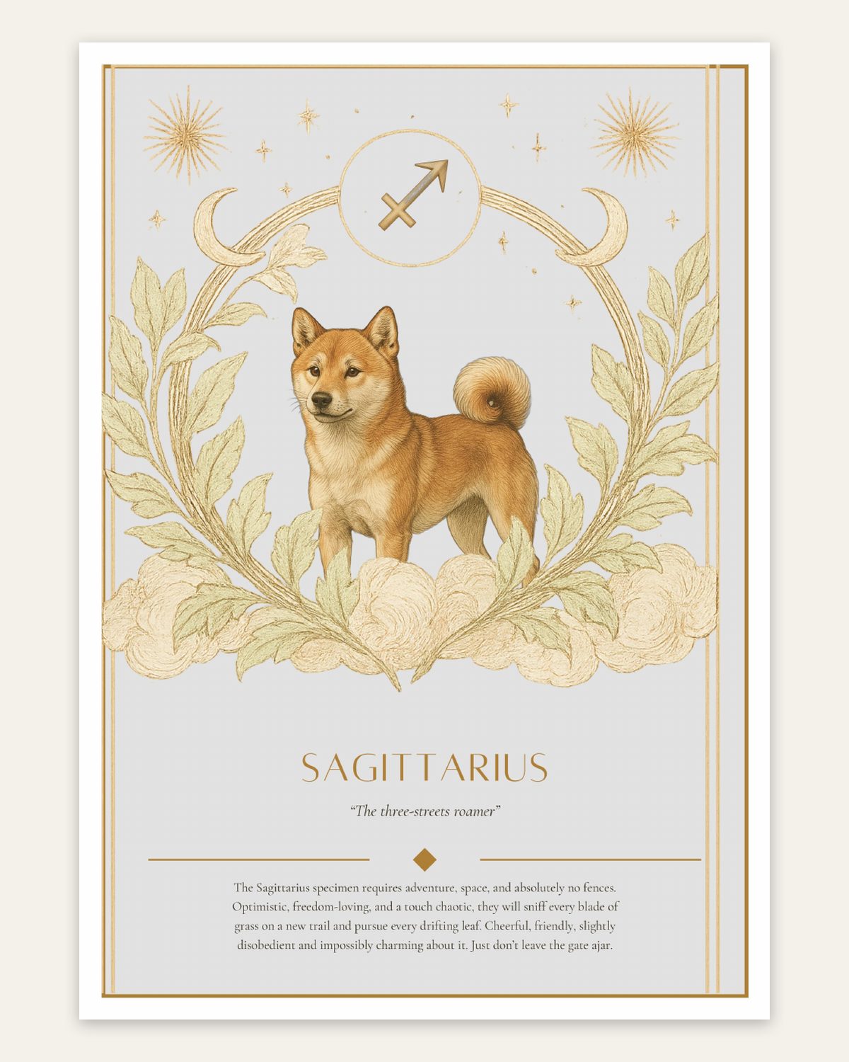 Sagittarius Shiba Inu — Dog Zodiac Print | Instant Download