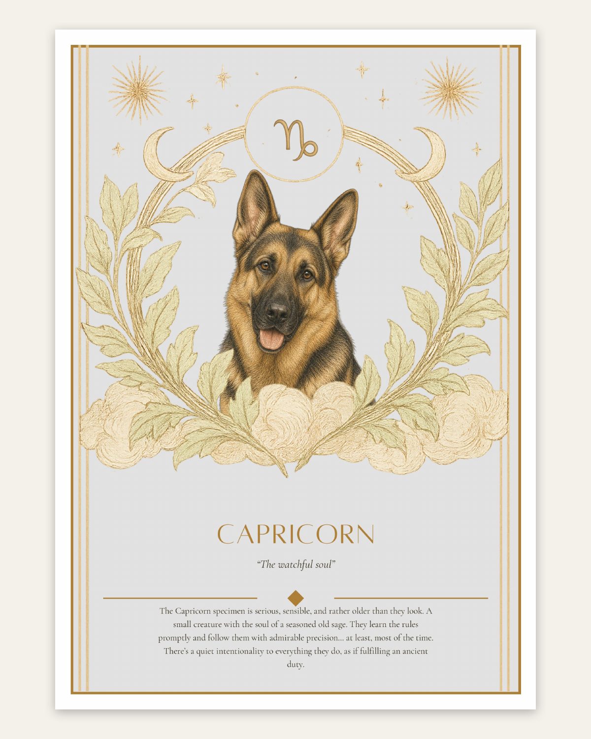 Capricorn German Shepherd — Dog Zodiac Print | Instant Download
