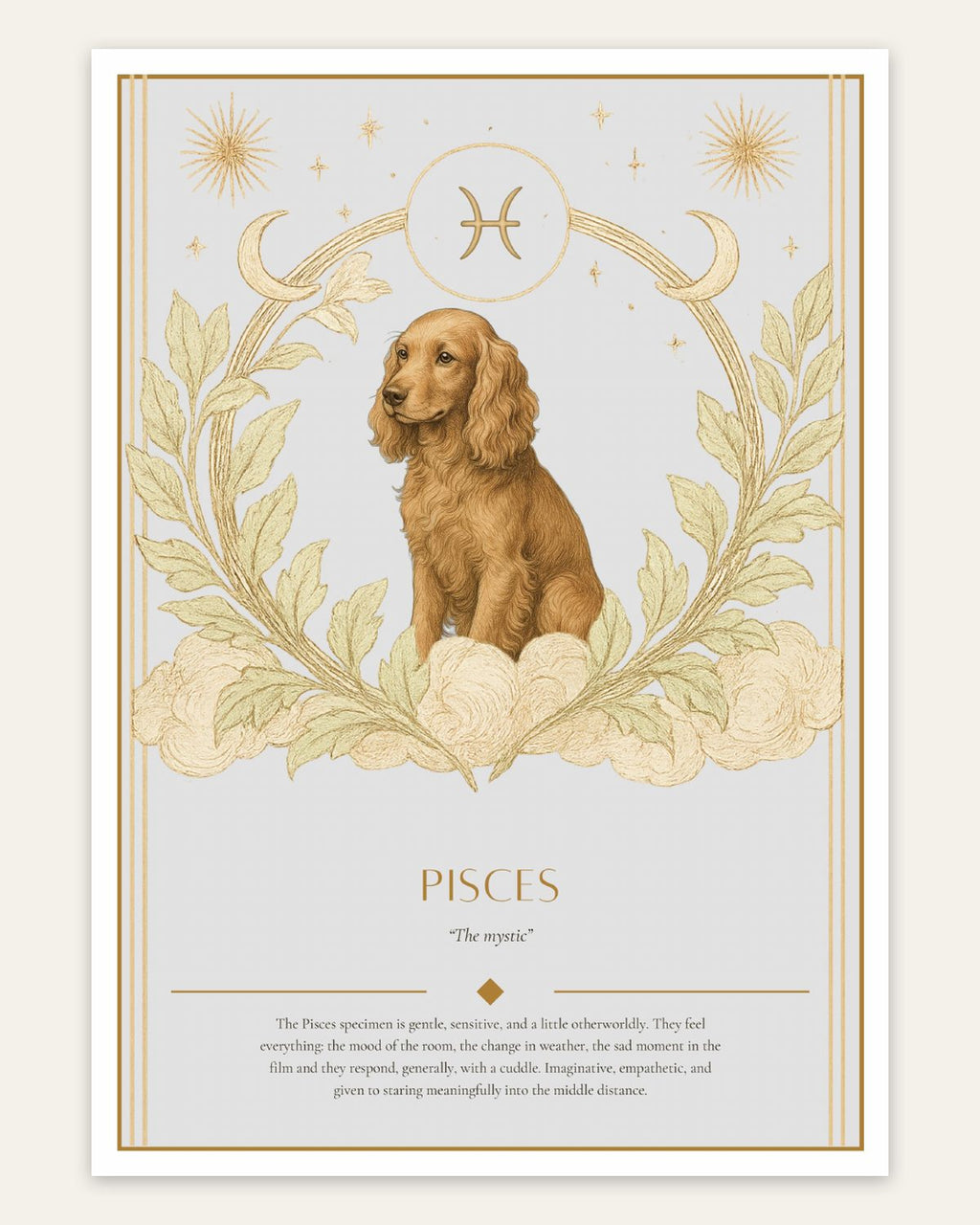 Pisces Cocker Spaniel — Dog Zodiac Print | Instant Download