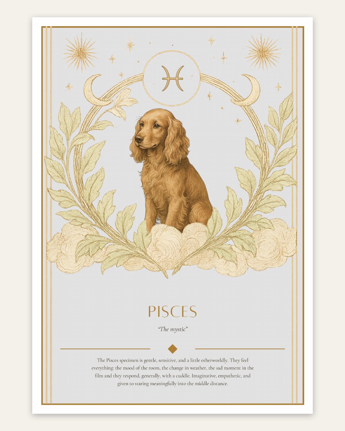 Pisces Cocker Spaniel — Dog Zodiac Print | Instant Download