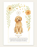 Pisces Groodle | Botanical Dog Zodiac Print | Instant Download